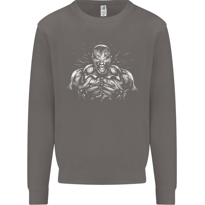 Bodybuilder Gym Training Top Bodybuilding Mens Sweatshirt Jumper Charcoal
