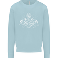 Bodybuilder Gym Training Top Bodybuilding Mens Sweatshirt Jumper Light Blue