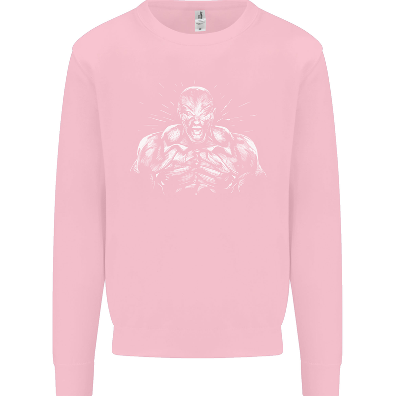 Bodybuilder Gym Training Top Bodybuilding Mens Sweatshirt Jumper Light Pink
