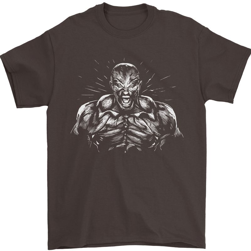 Bodybuilder Gym Training Top Bodybuilding Mens T-Shirt 100% Cotton Dark Chocolate