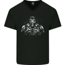 Bodybuilder Gym Training Top Bodybuilding Mens V-Neck Cotton T-Shirt Black