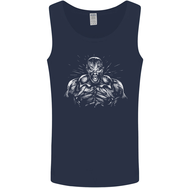 Bodybuilder Gym Training Top Bodybuilding Mens Vest Tank Top Navy Blue