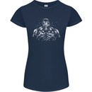 Bodybuilder Gym Training Top Bodybuilding Womens Petite Cut T-Shirt Navy Blue