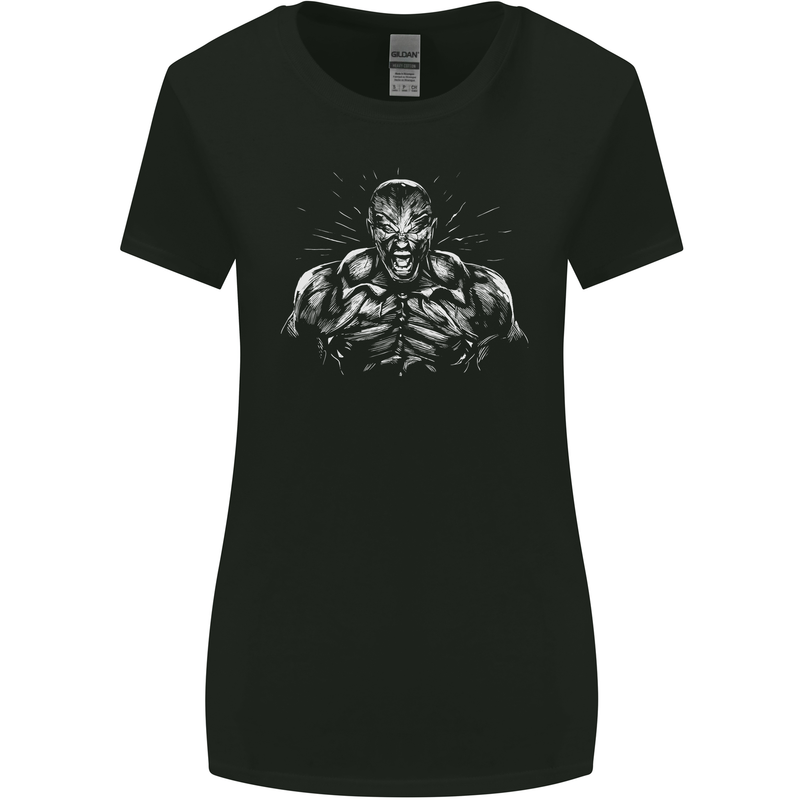 Bodybuilder Gym Training Top Bodybuilding Womens Wider Cut T-Shirt Black