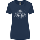 Bodybuilder Gym Training Top Bodybuilding Womens Wider Cut T-Shirt Navy Blue