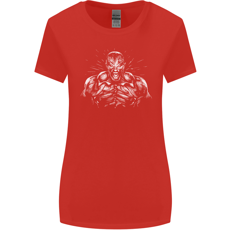 Bodybuilder Gym Training Top Bodybuilding Womens Wider Cut T-Shirt Red