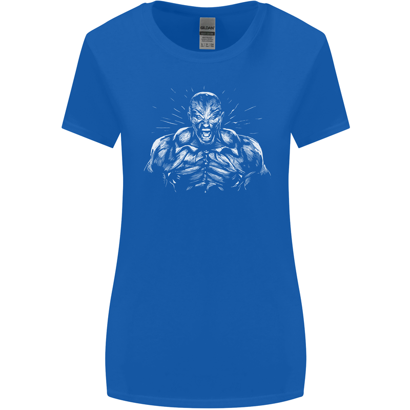 Bodybuilder Gym Training Top Bodybuilding Womens Wider Cut T-Shirt Royal Blue