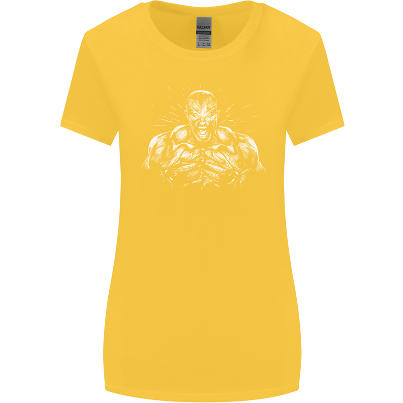 Bodybuilder Gym Training Top Bodybuilding Womens Wider Cut T-Shirt Yellow