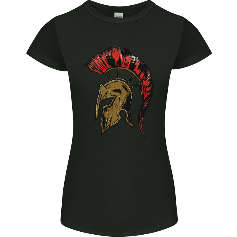 Bodybuilding Gym Training Spartan Helmet Womens Petite Cut T-Shirt Black