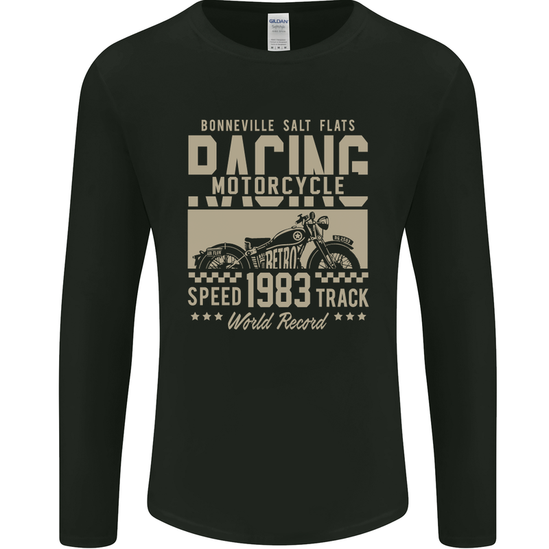 Bonneville Salt Flats Motorcycle Biker Mens Long Sleeve T-Shirt Black