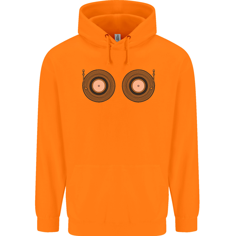 Boob Decks DJ DJing Funny Turntable Vinyl Childrens Kids Hoodie Orange
