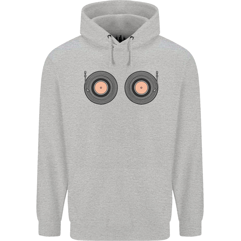 Boob Decks DJ DJing Funny Turntable Vinyl Childrens Kids Hoodie Sports Grey