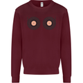 Boob Decks DJ DJing Funny Turntable Vinyl Kids Sweatshirt Jumper Maroon