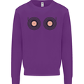 Boob Decks DJ DJing Funny Turntable Vinyl Kids Sweatshirt Jumper Purple