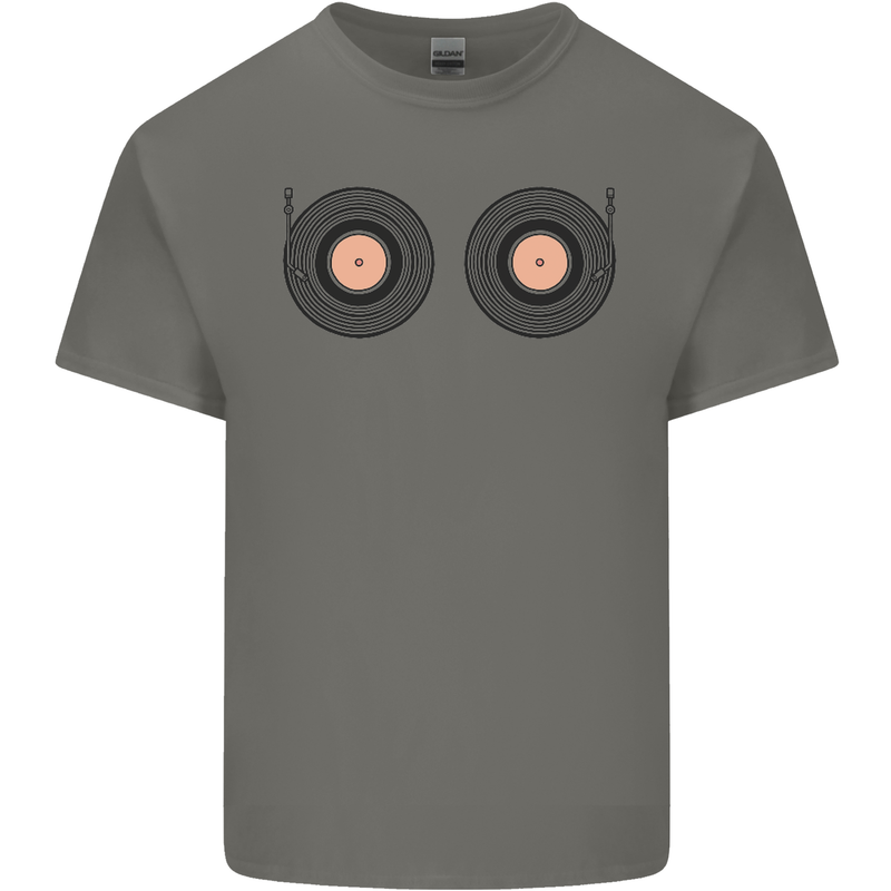 Boob Decks DJ DJing Funny Turntable Vinyl Kids T-Shirt Childrens Charcoal