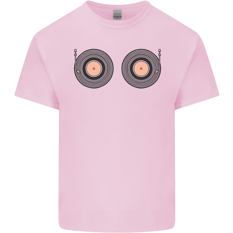 Boob Decks DJ DJing Funny Turntable Vinyl Kids T-Shirt Childrens Light Pink