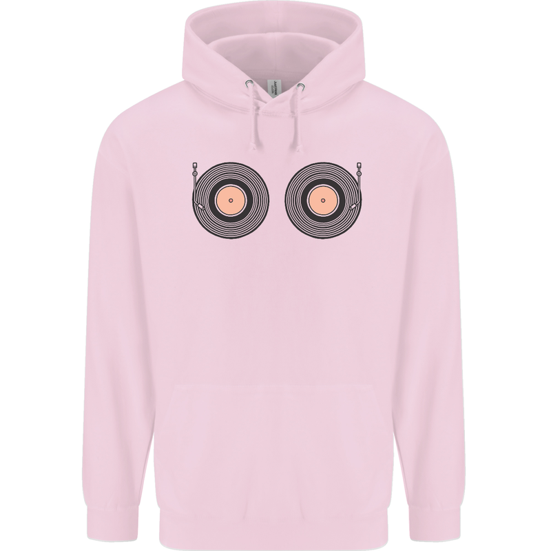 Boob Decks DJ DJing Funny Turntable Vinyl Mens 80% Cotton Hoodie Light Pink
