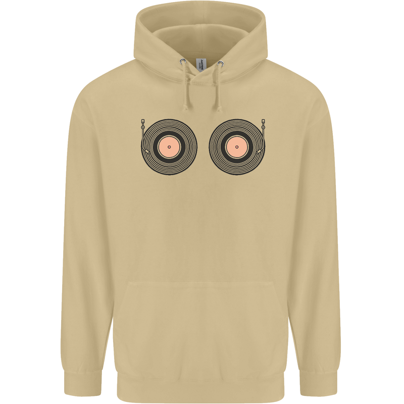 Boob Decks DJ DJing Funny Turntable Vinyl Mens 80% Cotton Hoodie Sand