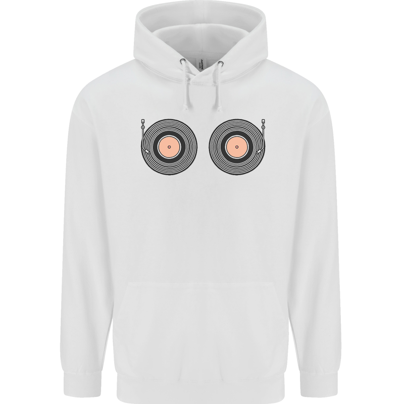 Boob Decks DJ DJing Funny Turntable Vinyl Mens 80% Cotton Hoodie White