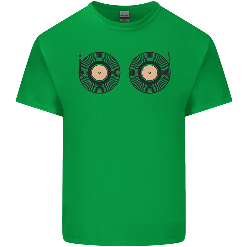 Boob Decks DJ DJing Funny Turntable Vinyl Mens Cotton T-Shirt Tee Top Irish Green