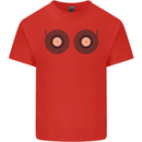 Boob Decks DJ DJing Funny Turntable Vinyl Mens Cotton T-Shirt Tee Top Red