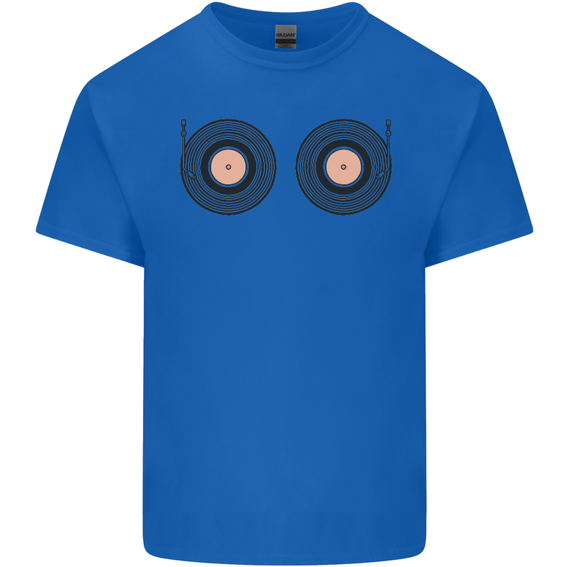 Boob Decks DJ DJing Funny Turntable Vinyl Mens Cotton T-Shirt Tee Top Royal Blue