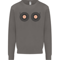 Boob Decks DJ DJing Funny Turntable Vinyl Mens Sweatshirt Jumper Charcoal