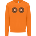 Boob Decks DJ DJing Funny Turntable Vinyl Mens Sweatshirt Jumper Orange