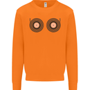 Boob Decks DJ DJing Funny Turntable Vinyl Mens Sweatshirt Jumper Orange