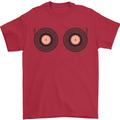 Boob Decks DJ DJing Funny Turntable Vinyl Mens T-Shirt Cotton Gildan Red