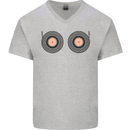 Boob Decks DJ DJing Funny Turntable Vinyl Mens V-Neck Cotton T-Shirt Sports Grey