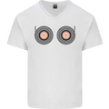 Boob Decks DJ DJing Funny Turntable Vinyl Mens V-Neck Cotton T-Shirt White