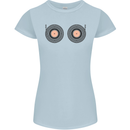 Boob Decks DJ DJing Funny Turntable Vinyl Womens Petite Cut T-Shirt Light Blue