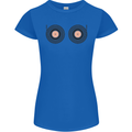 Boob Decks DJ DJing Funny Turntable Vinyl Womens Petite Cut T-Shirt Royal Blue