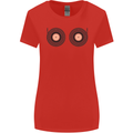 Boob Decks DJ DJing Funny Turntable Vinyl Womens Wider Cut T-Shirt Red