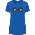 Boob Decks DJ DJing Funny Turntable Vinyl Womens Wider Cut T-Shirt Royal Blue
