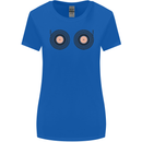 Boob Decks DJ DJing Funny Turntable Vinyl Womens Wider Cut T-Shirt Royal Blue