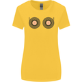 Boob Decks DJ DJing Funny Turntable Vinyl Womens Wider Cut T-Shirt Yellow