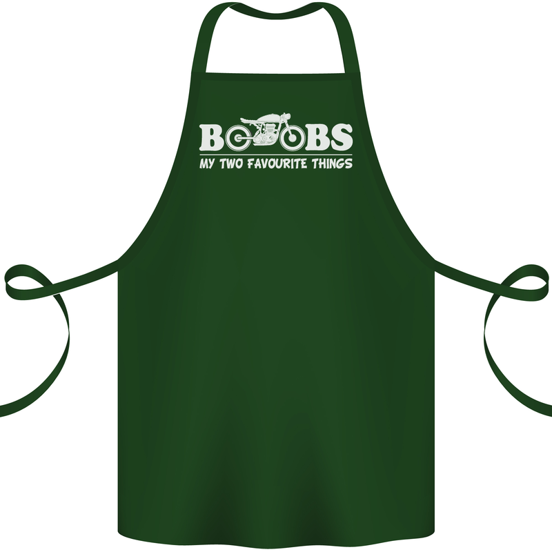 Boobs & Bikes Funny Biker Motorcycle Cotton Apron 100% Organic Forest Green