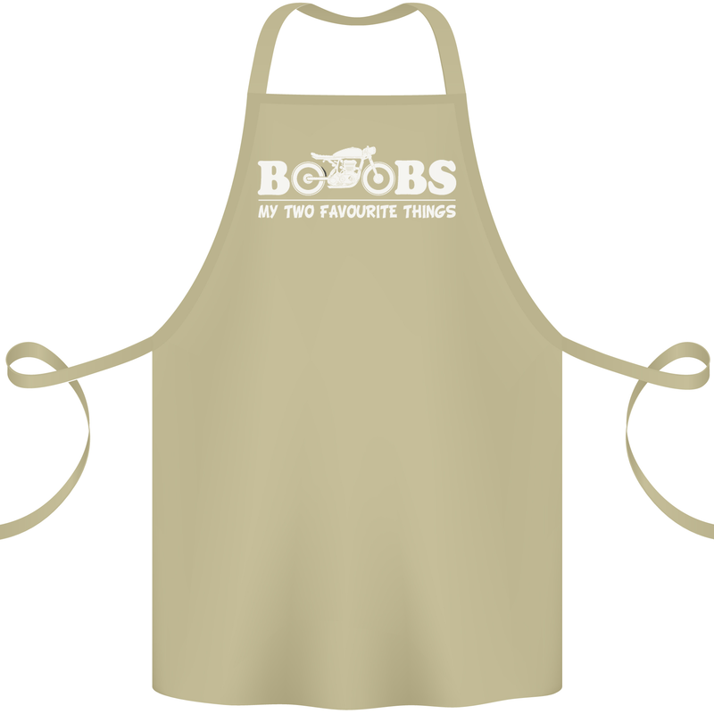 Boobs & Bikes Funny Biker Motorcycle Cotton Apron 100% Organic Khaki