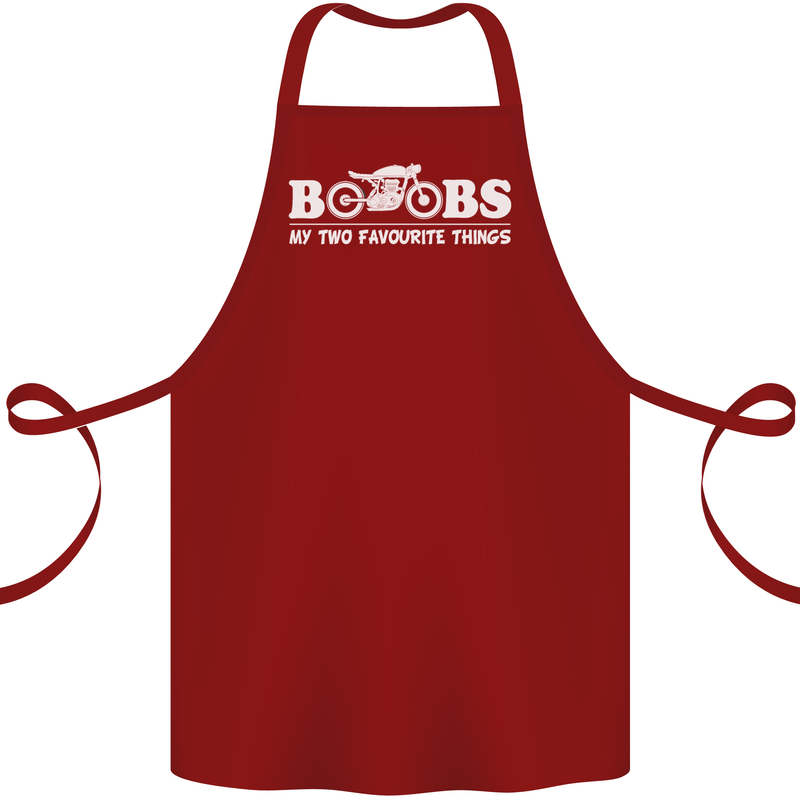 Boobs & Bikes Funny Biker Motorcycle Cotton Apron 100% Organic Maroon