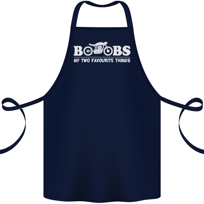 Boobs & Bikes Funny Biker Motorcycle Cotton Apron 100% Organic Navy Blue