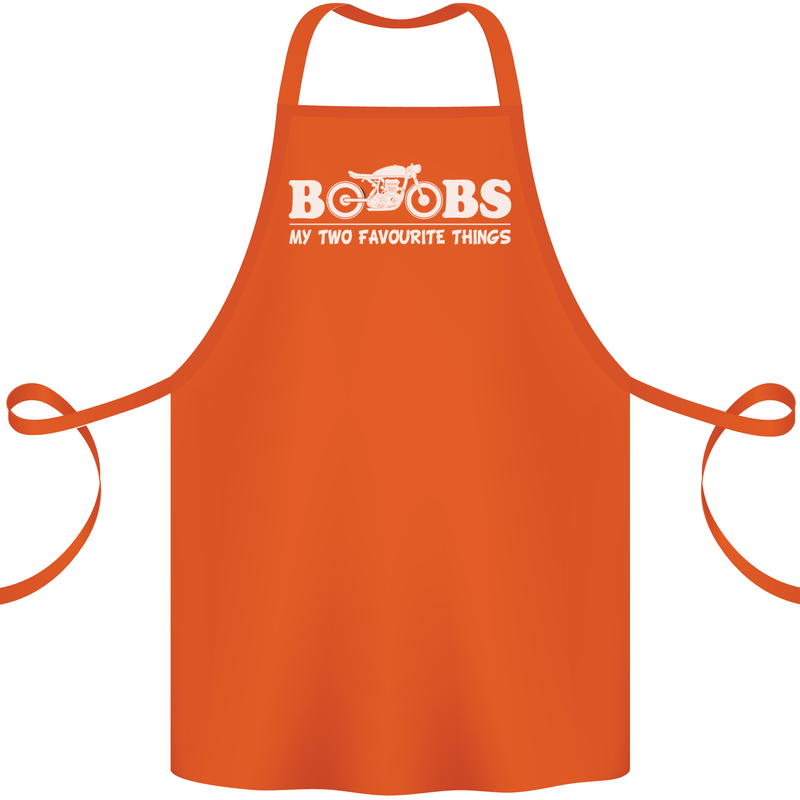 Boobs & Bikes Funny Biker Motorcycle Cotton Apron 100% Organic Orange