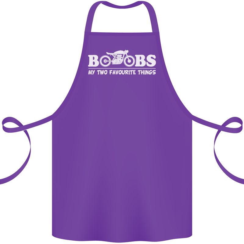 Boobs & Bikes Funny Biker Motorcycle Cotton Apron 100% Organic Purple
