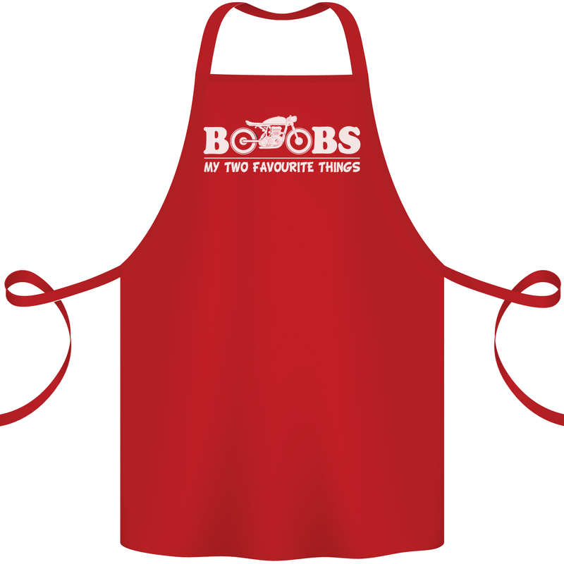 Boobs & Bikes Funny Biker Motorcycle Cotton Apron 100% Organic Red