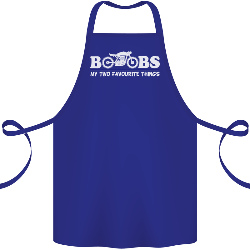 Boobs & Bikes Funny Biker Motorcycle Cotton Apron 100% Organic Royal Blue