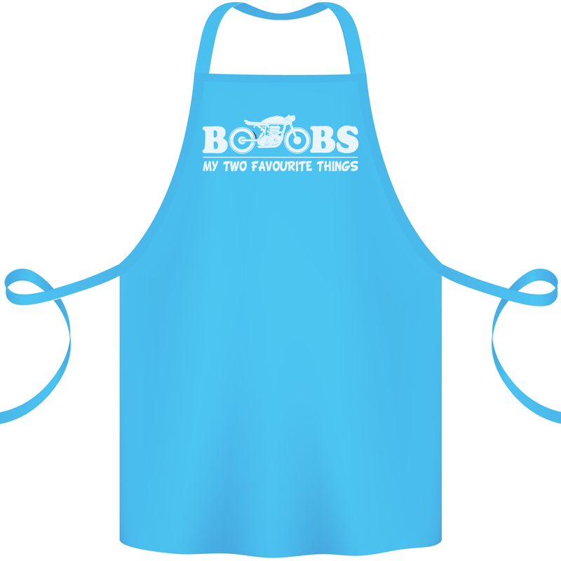 Boobs & Bikes Funny Biker Motorcycle Cotton Apron 100% Organic Turquoise