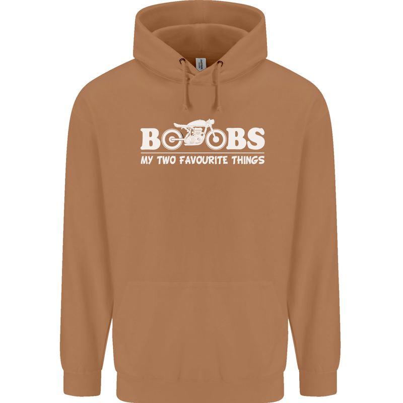 Boobs & Bikes Funny Biker Motorcycle Mens 80% Cotton Hoodie Caramel Latte