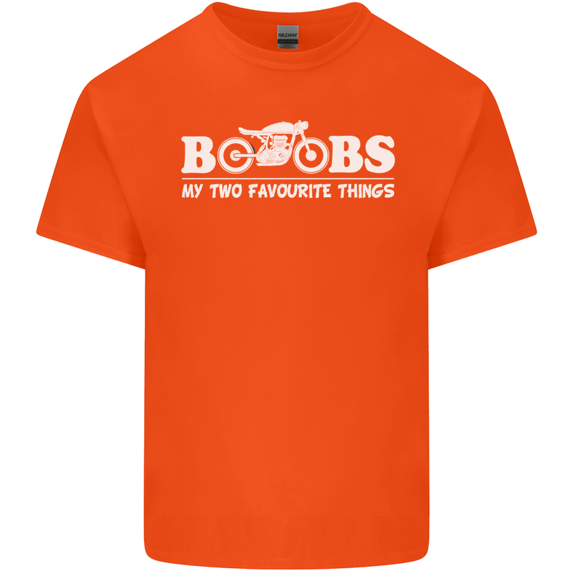 Boobs & Bikes Funny Biker Motorcycle Mens Cotton T-Shirt Tee Top Orange