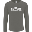 Boobs & Bikes Funny Biker Motorcycle Mens Long Sleeve T-Shirt Charcoal